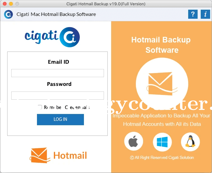 Cigati Hotmail Converter for Mac Screenshots